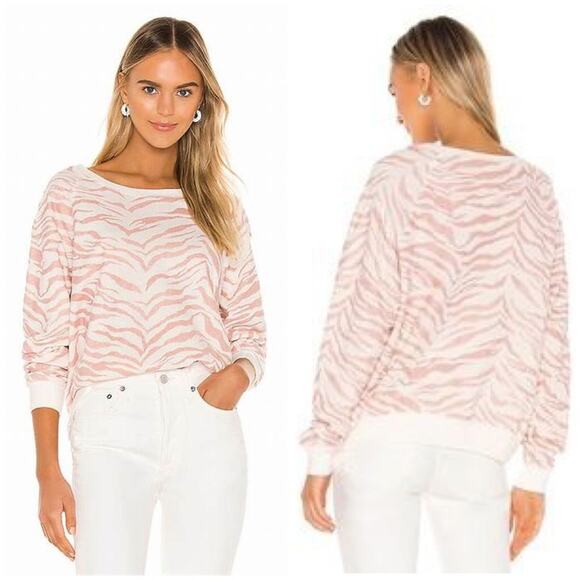 Rails Theo Flocked Sweatshirt Blush Pink Tiger Stripes XL - Picture 3 of 13